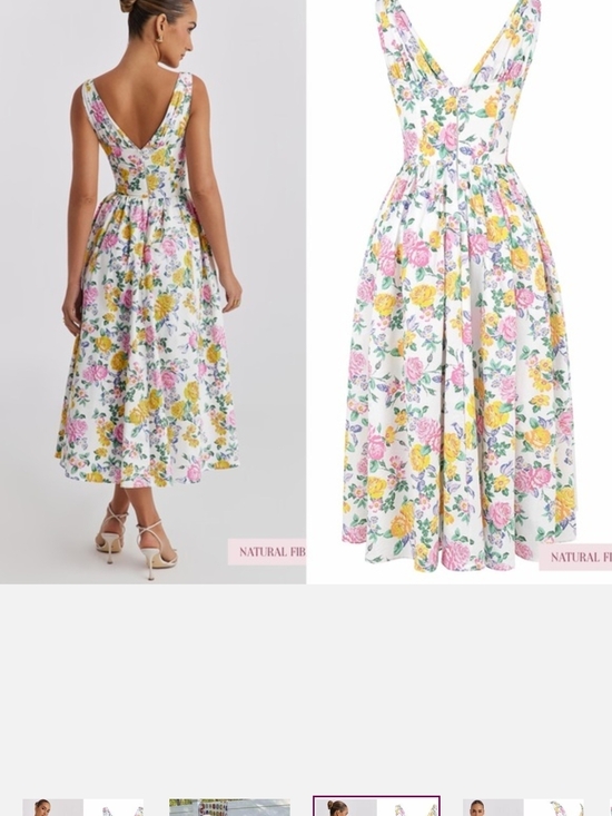 House of CB Dresses & Skirts - House of CB White Midi Dress with Pink & Yellow Floral Print